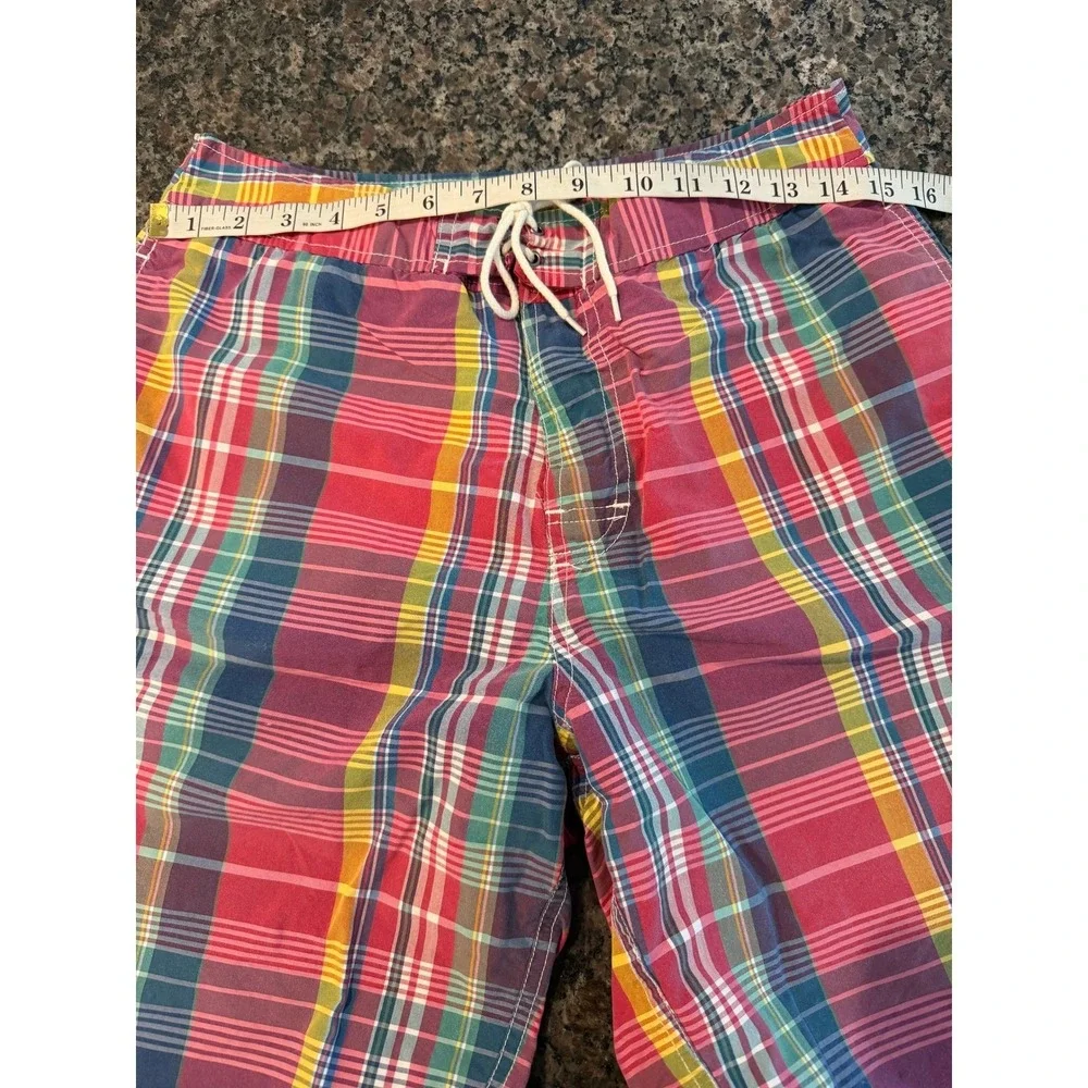 Polo Ralph Lauren Mens XL Plaid Swim Trunks Multi Color Cargo Pocket Mesh‎ Lined